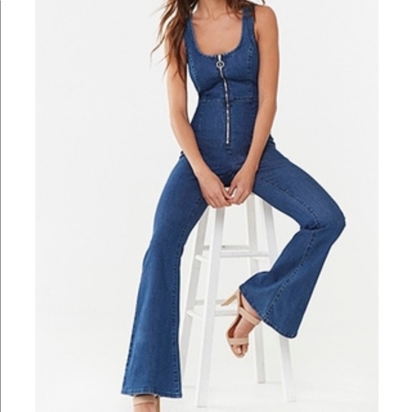 Forever 21 Pants - Forever 21 Jean Zip Up Jumpsuit Sz M